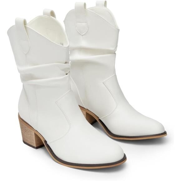 NEW Women's Western Cowboy Boots, Chunky Heel Round Toe Pull-On Cowgirl Boots - Picture 6 of 7